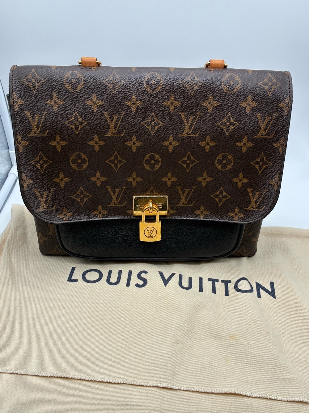 LOUIS VUITTON MONOGRAM NOIR BLACK MARIGNAN TOP HANDLE CROSSBODY BAG with COA